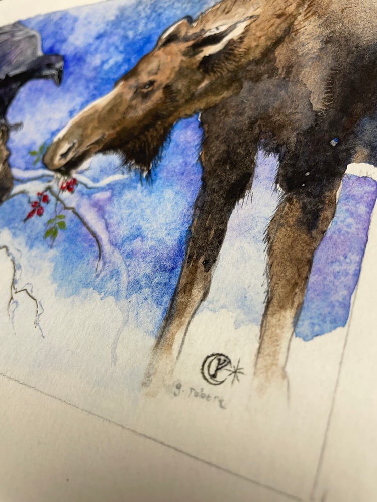 Image of Christmoose Card Painting