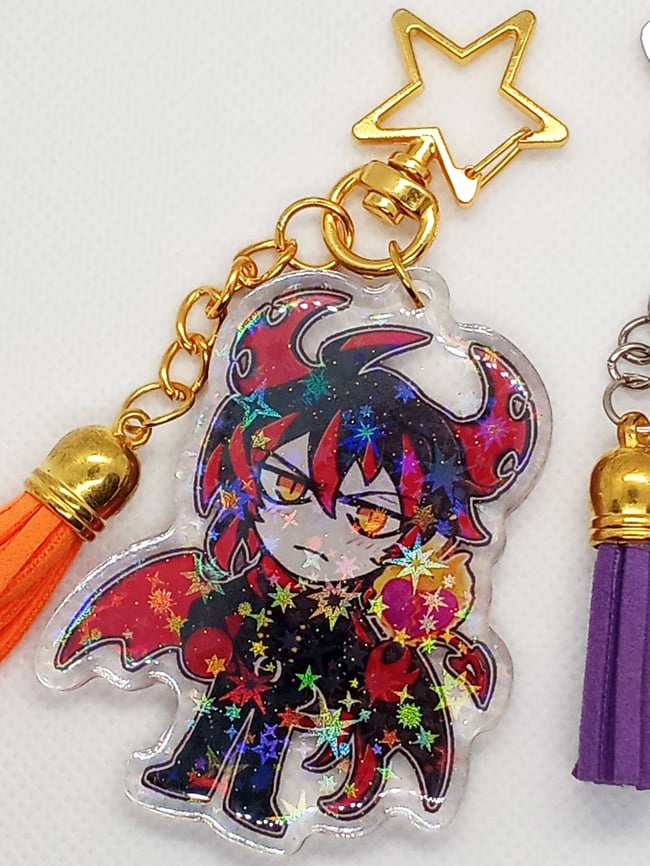 2"-2'5" inch Front Side Holographic Star Epoxy Ivlis Charm