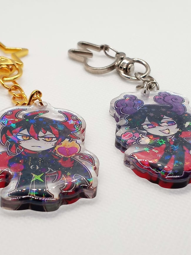 2"-2'5" inch Front Side Holographic Star Epoxy Ivlis Charm