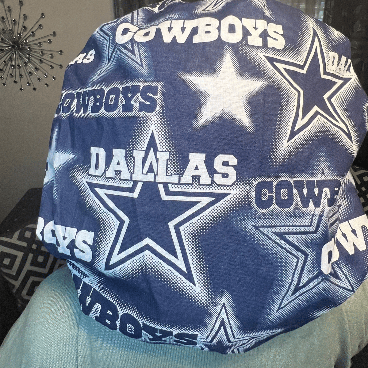 DALLAS COWBOYS STAR HAIR BONNET WITH SATIN INSIDE + 2 FREE SCRUNCHIES