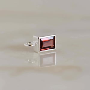 Image of Fire Red Garnet bevel cut silver necklace