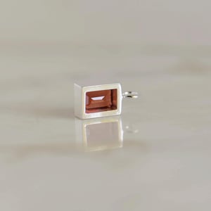 Image of Fire Red Garnet bevel cut silver necklace