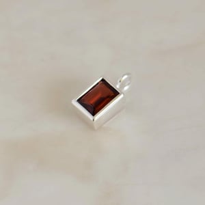 Image of Fire Red Garnet bevel cut silver necklace