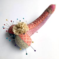 Image 5 of Lavender stuffed large penis pin cushion