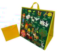 Portable freestanding felt flannel board with felt farm animals story pieces set