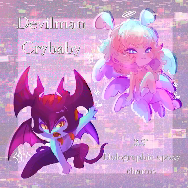 Devilman Crybaby: 3.5" Glitter Epoxy Charms