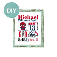 Spiderman Birth announcement DIY Cross Stitch Pattern Birth Announcement Cross Stitch baby cross sti