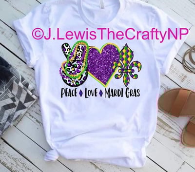 Image of Peace, Love, Mardi Gras Tee