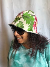 Image 1 of H.O.D. Bucket Hat Linen Embroidery Follwers Crown W/ Reverse Side With Denim Panels