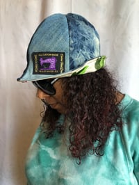 Image 3 of H.O.D. Bucket Hat Linen Embroidery Follwers Crown W/ Reverse Side With Denim Panels