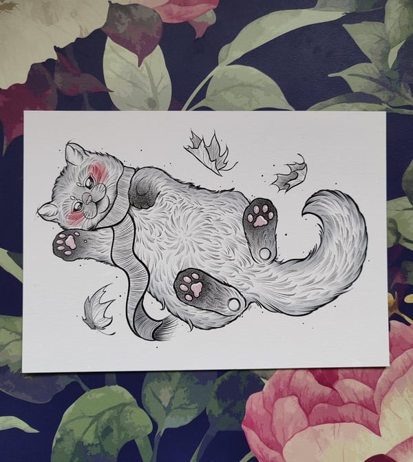 Image of Autumn cat A5 print