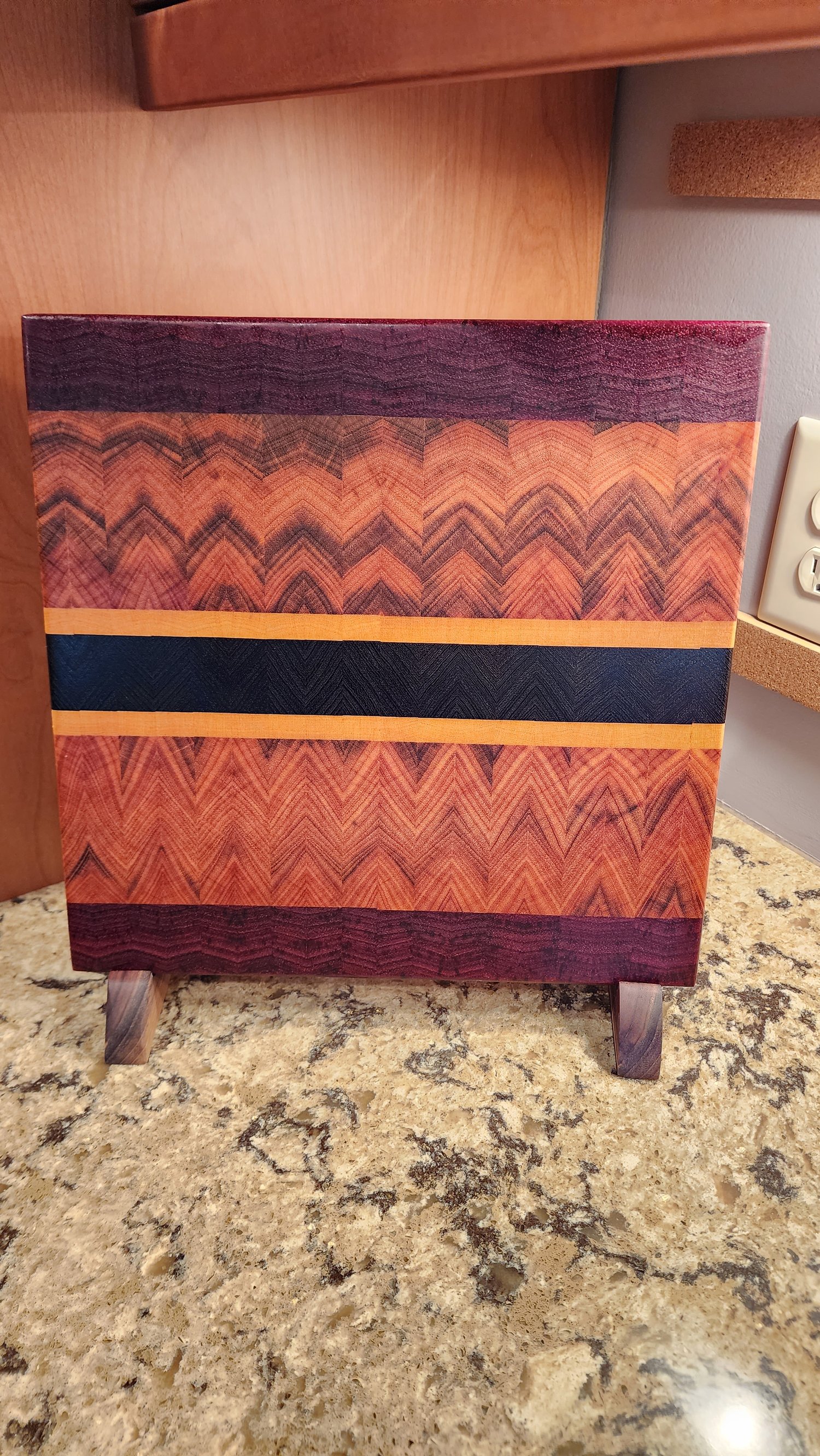 Image of End Grain Cutting Board: Made with Tigerwood, Wenge, Yellowheart, and Padauk