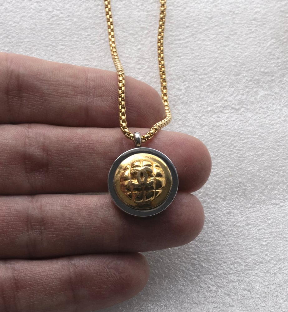 Image of Vintage Chanel upcycled button necklace (small convex button)