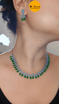 Image 4 of Usha- Simple yet Beautiful American Diamond Necklace Set