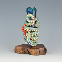 Image 3 of XXXXL. Tangled Coral-Orange Reticulated Octopus Tower - Flamework Glass Sculpture 