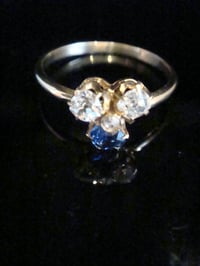 Image 1 of Edwardian 18ct 18k Natural old cut diamond and sapphire trefoil clover ring