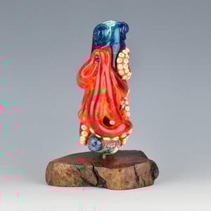 Image of XXXXL. Tangled Orange Red Spot Octopus Tower Bead - Flameworked Glass Sculpture