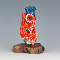 Image 2 of XXXXL. Tangled Orange Red Spot Octopus Tower Bead - Flameworked Glass Sculpture