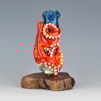 Image 2 of XXXXL. Tangled Orange Red Spot Octopus Tower Bead - Flameworked Glass Sculpture