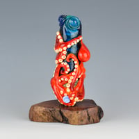Image 3 of XXXXL. Tangled Orange Red Spot Octopus Tower Bead - Flameworked Glass Sculpture