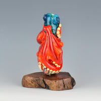 Image 1 of XXXXL. Twisted Orange Red Spot Octopus Tower Bead - Flameworked Glass Sculpture