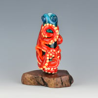 Image 2 of XXXXL. Twisted Orange Red Spot Octopus Tower Bead - Flameworked Glass Sculpture