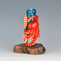 Image 3 of XXXXL. Twisted Orange Red Spot Octopus Tower Bead - Flameworked Glass Sculpture