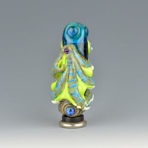 Image of XXXL. Tangled Green Reticulated Octopus Tower - Flamework Glass Sculpture Bead