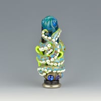 Image 3 of XXXL. Tangled Green Reticulated Octopus Tower - Flamework Glass Sculpture Bead