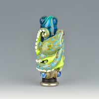Image 5 of XXXL. Tangled Green Reticulated Octopus Tower - Flamework Glass Sculpture Bead