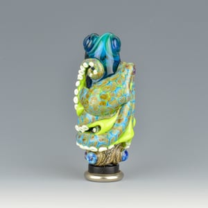 Image of XXXL. Tangled Green Reticulated Octopus Tower - Flamework Glass Sculpture Bead