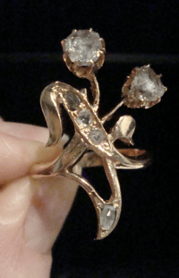 Image 1 of ART NOUVEAU FRENCH 18CT ROSE GOLD ART NOUVEAU ROSE CUT DIAMOND RING