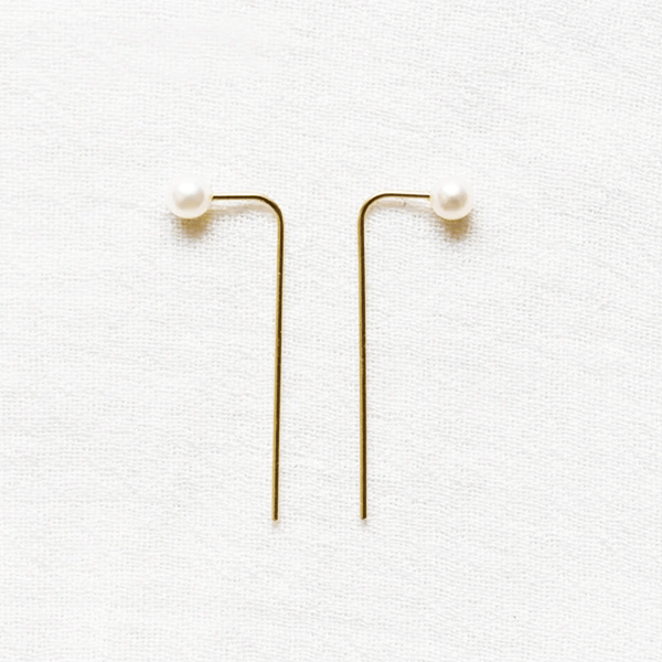 Image of Gold Filled Pearl Stick Earrings