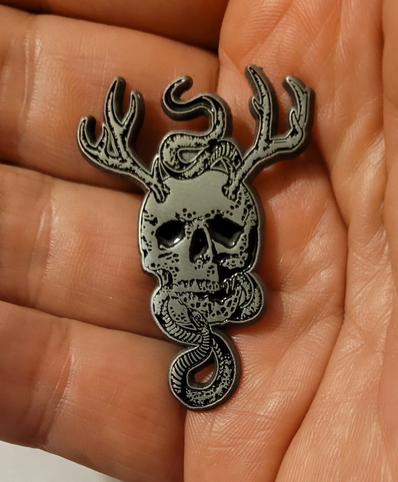 Image of Cernunnos Rising limited edition shaped enamel pin 