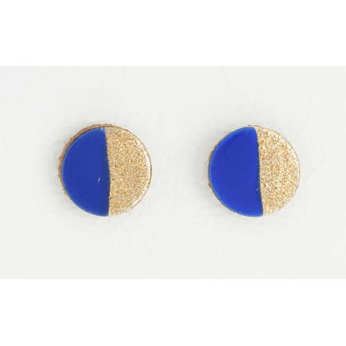 Image of HAND-PAINTED CIRCLE LEATHER stud earrings: color block edition