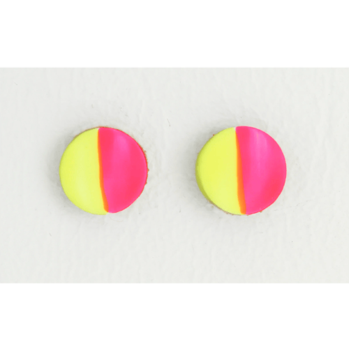 Image of HAND-PAINTED CIRCLE LEATHER stud earrings: color block edition