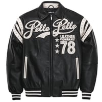 Image 1 of Pelle Pelle Varsity Encrusted Leather Jacket Black