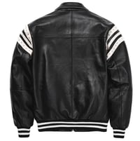 Image 2 of Pelle Pelle Varsity Encrusted Leather Jacket Black