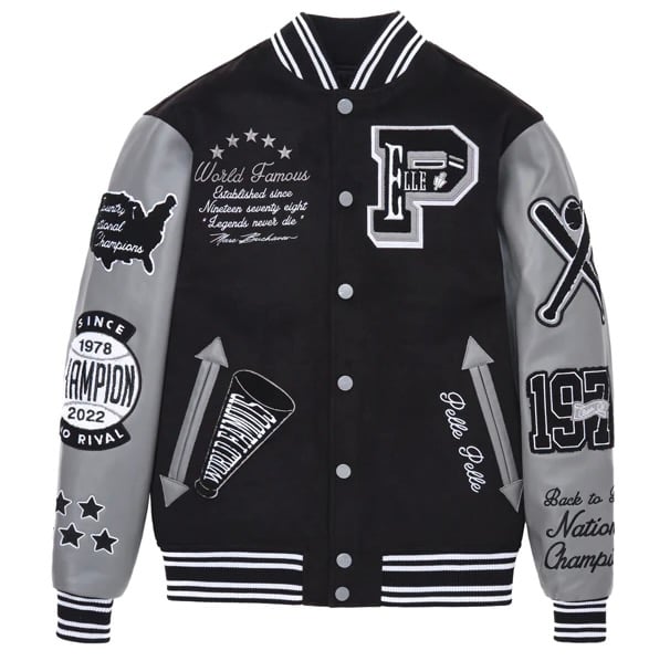 Pelle Pelle World Famous Multi-patch Varsity Jacket Black/Gray | THE ...