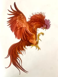 Image 3 of “Wallonia Rooster” original painting