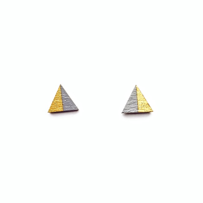 Geometric Cement Grey & Gold Studs