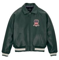 Image 2 of AVIREX U.S.A Classic Icon Leather Jacket Hunter Green 