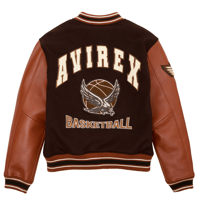 Image 2 of AVIREX U.S.A Classic Team Eagle Wool Leather Varsity Jacket Brown/Cognac