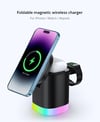 Foldable 3-in-1 Magnetic Wireless Charger for Apple with RGB LED