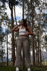 Mini Houndstooth Wide Leg Trousers