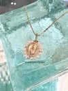 14k solid gold diamond & pearl Virgin Mary pendant 