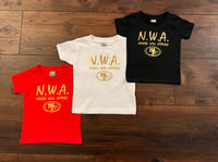 Image 3 of TODDLER & YOUTH N.W.A. BLACK T-SHIRT, METALLIC GOLD LETTERS