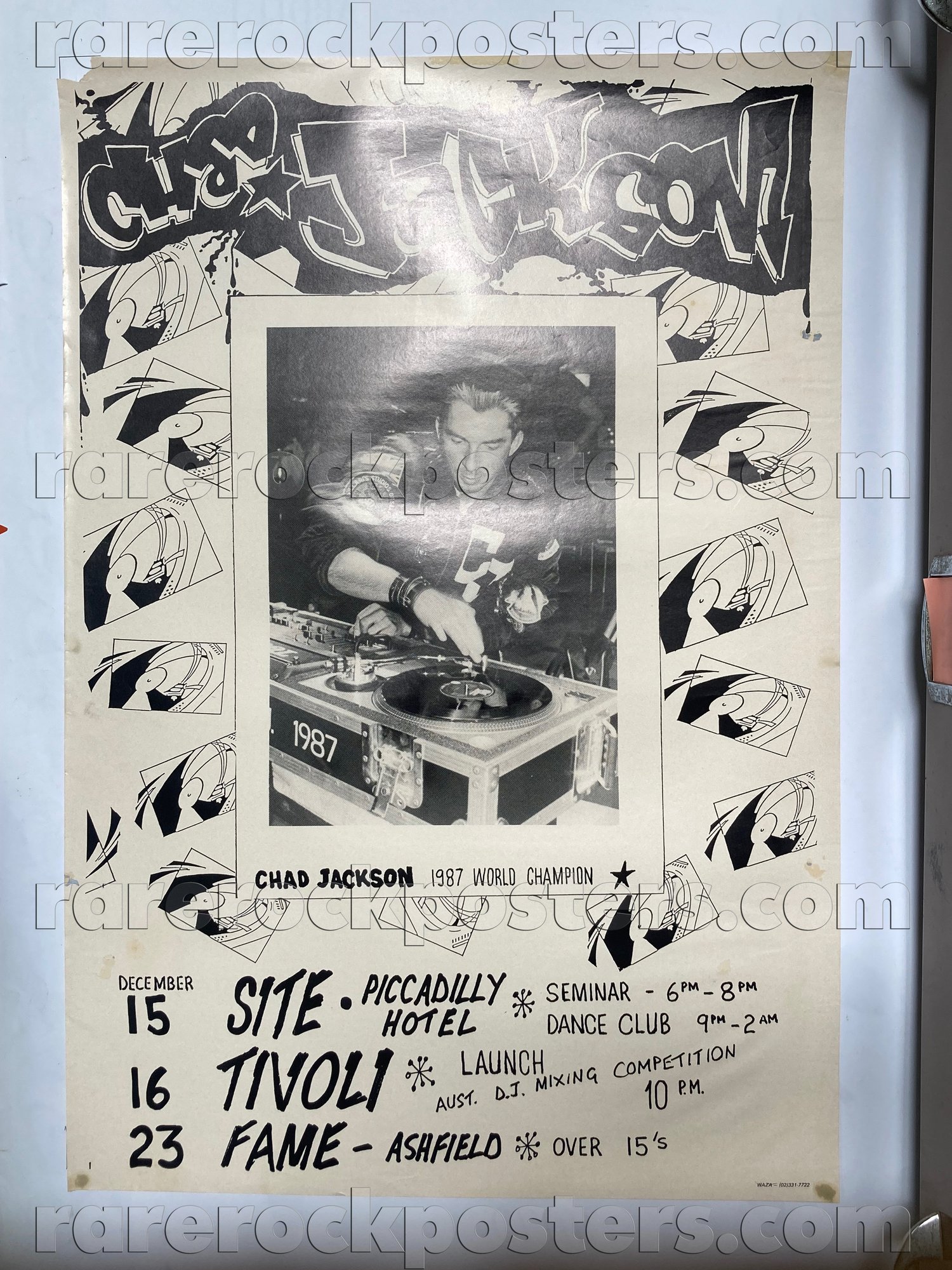 CHAD JACKSON ~ DMC WORLD CHAMPION DJ ~ ORIG 1987 AUST TOUR POSTER ~ SYDNEY