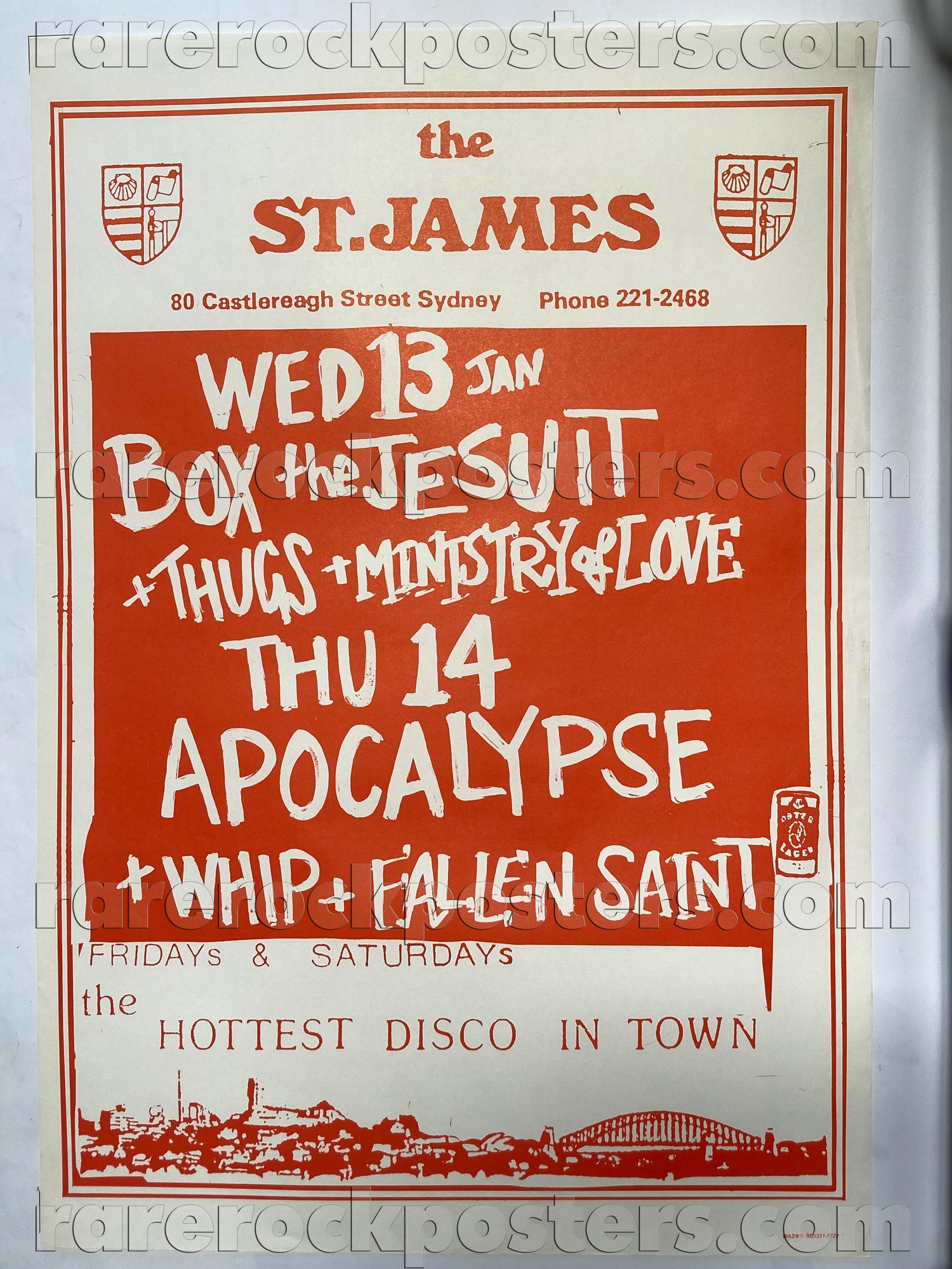 BOX THE JESUIT / THUG /  APOCALYPSE / MINISTRY OF LOVE ~ ORIG 1988 AUST GIG POSTER ~ ST JAMES SYDNEY