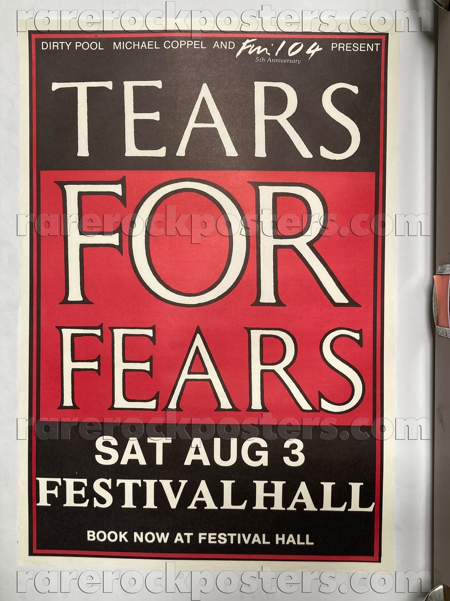 TEARS FOR FEARS ~ ORIGINAL 1984 AUSTRALIAN GIG POSTER ~ FESTIVAL HALL ~ MELBOURNE